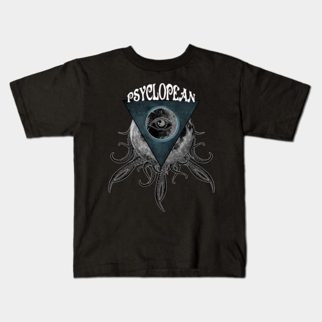 Psyclopean - New Logo Lovecraft design dark ambient dungeon synth Kids T-Shirt by AltrusianGrace